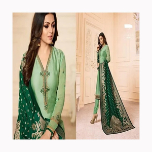 Dernier créateur vêtements de mariage pakistanais Georgette Salwar Kameez costume avec broderie séquentielle travail Collection de robes indiennes - Product Image 3