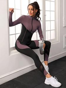 Nueva llegada 2025 de moda con cremallera para mujer chándal último diseño entrenamiento gimnasio deportes chándal fabricante - Product Image 2