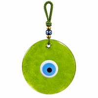 Grand Œil Turc Traditionnel Vert en Verre Scintillant, Décoration Murale, Amulette de Protection, Ornement Fait Main, Cadeau, 22 cm