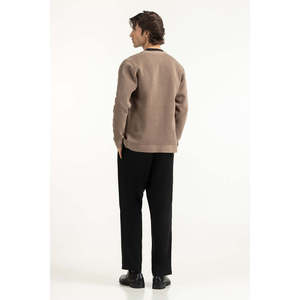 Suéter de Punto Combinado para Hombre, Corte Regular, con Capucha y Cierre de Cremallera, Color Beige, Ropa Casual para Invierno - Product Image 1
