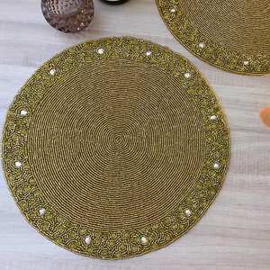 <b>Beaded</b> <b>Placemat</b> Handmade Round Charger for Luxury Dining & Holiday Decor Unique Piece Handmade <b>Beaded</b>, <b>Placemat</b>, Housewarming - Product Image 6