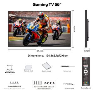 55 Inch 120Hz 4K Smart Outdoor <b>TV</b> 1000nits Sunlight Visible IP55 Waterproof Audio Video Works Voice Assistant for Kitchen Use - Product Image 3