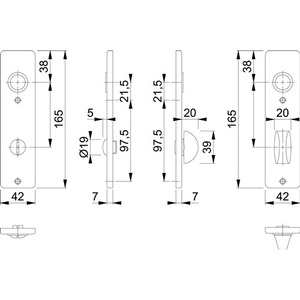 Paire d'écrous courts en aluminium 202KP F1 SK/OL HOPPE pour écrans et cloisons - Product Image 3