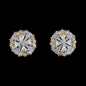 Boucles d'oreilles American Diamond - Argent et Or - Product Image 1