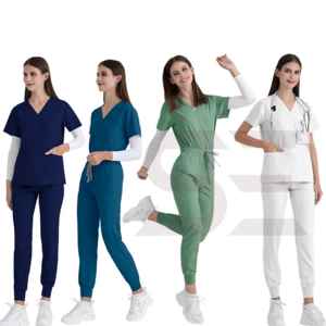 Dernier modèle d'uniforme d'infirmière unisexe, 12 couleurs chaudes, ensemble de blouses pour hommes et femmes, pantalons extensibles unisexes et hospitaliers - Product Image 1