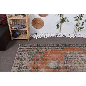 Alfombra turca Vintage 5,4X9,2 pies naranja azul tejido plano retales de lana para decoración para sala de estar con respaldo de látex - Product Image 5