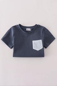 ชุดเสื้อผ้าใส่สบายลายตัวหนาสีน้ำเงินคลาสสิกสำหรับเด็กวัยหัดเดินและเด็ก - Product Image 6