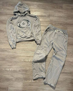 Ensemble survêtement personnalisé brodé, sweat-shirt et pantalon de jogging, mélange de coton, streetwear, tenue deux pièces, sur commande - Product Image 5