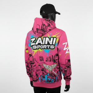 Premium 320 GSM Fleece Zipper Hoodie Streetwear estilo suave mezcla de algodón tela Multicolor estampado personalizado Logo Zip Basics Hoodie - Product Image 5