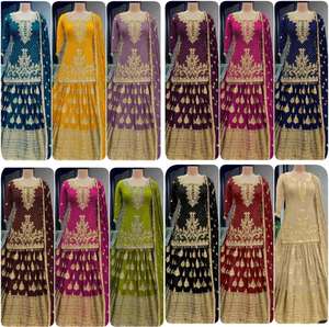 Top de seda Chinon con bordado de secuencia informal de la mejor calidad con trabajo de encaje Lehenga Abd Dupatta nuevo trabajo de bordado pesado exclusivo - Product Image 6