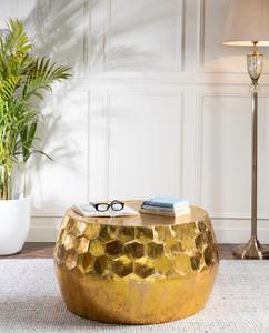 Table d'appoint et d'appoint décorative en métal de design de luxe Mobilier de salon et de chambre à coucher à texture martelée en nid d'abeille - Product Image 1
