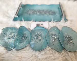 Plateau de service écologique en laiton de luxe sans poignée Meilleur plateau de service de haute qualité au design floral - Product Image 3