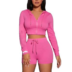 2025เสื้อครอปแบบสองชิ้นมีฮู้ดและสั้นมีสไตล์และสวมใส่สบายสำหรับผู้หญิงเสื้อครอปแบบลำลองผลิตโดยกีฬา dikson - Product Image 1