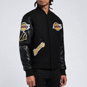 Logotipo personalizado Lana Bordado Varsity Letterman Chaquetas Hombres Varsity Chaqueta de cuero - Product Image 4