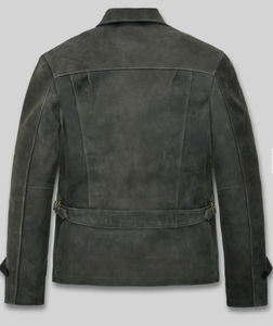 <b>Men's</b> <b>Suede</b> Leather <b>Jacket</b> Moto Biker Style Turn-down Collar Belted Back Solid Color Autumn Regular Fit 2027 Models - Product Image 3