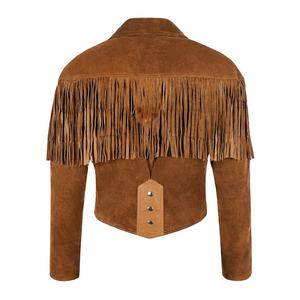 Western Leather <b>Jacket</b> for <b>Women</b> Tan Cow Suede Leather Vintage Style <b>Fringe</b> Leather <b>Jacket</b> - Product Image 3