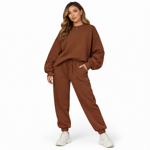 Conjunto Deportivo Informal para Mujer, Talla Grande, Sudadera con Hombros Caídos y Pantalones Deportivos, Atuendo Cómodo para Estar en Casa, Ropa Deportiva de Primavera 2026 - Product Image 3