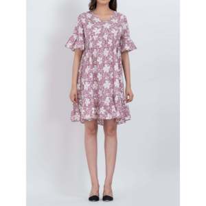 Vestido Mini Boho Floral con Cuello en V y Mangas Campana, Talla XS, Transpirable, para Invitadas de Boda, Club o Uso Diario, Suministro ODM - Product Image 3