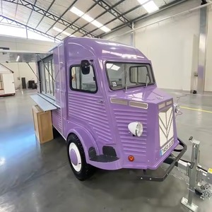 Camion de restauration mobile violet moderne à 4 roues, châssis en acier inoxydable, remorque de traiteur en aluminium, 4 personnes, burgers, frites, glaces - Product Image 2