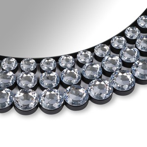 Boutique redondo plata diamante cristal decorativo espejo de pared elegante cristal gema espejo decoración del hogar acento espejo para sala de estar - Product Image 4