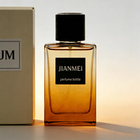 Flacon de parfum noir de luxe vide, autocollant métallique personnalisé, flacon de parfum rectangulaire 50 ml 100 ml avec emballage boîte
