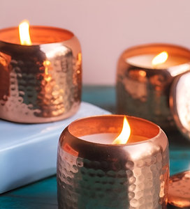 Vente en gros Bougie bocal en métal martelé avec couvercle avec personnalisation - Product Image 2