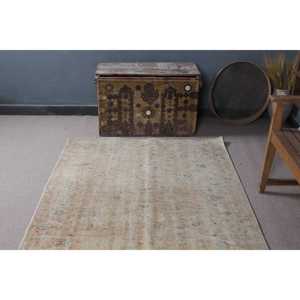 4.2x8 ft Vintage Turkish Rug, Area Rug, <b>Brown</b> Wool Rug - Product Image 4