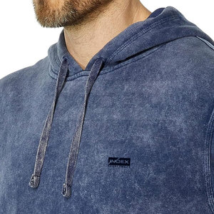 Sudadera con Capucha de Algodón Lavado para Hombre, Corte Regular, Color Sólido, Informal, con Bolsillo Delantero y Logotipo - Product Image 4