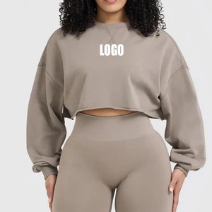 2024 Premium mujer 100% algodón cuello redondo sudadera transpirable cómoda ropa de calle coreana hecha para la temporada de invierno talla XS - Product Image 6