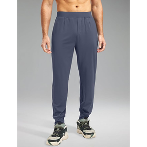 กางเกงรัดรูปผ้าย้อมสีพื้นสำหรับผู้ชายกางเกงทรงสลิมฟิตมีซิปกระเป๋ามีซิปสำหรับเล่นกีฬาป้องกันการยับ - Product Image 3