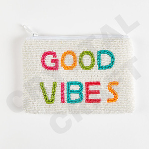 Good Vibes Seed Beaded Coin Pouch Wallet Beautiful <b>Fashionable</b> <b>Accessory</b> with <b>Fashionable</b> <b>Accessory</b> Features - Product Image 1