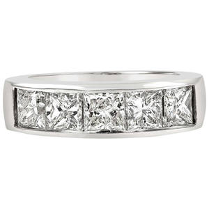 แหวนแต่งงานเพชรแล็บโกรว์ทรง U หรูหรา ประดับเพชร 7 เม็ด แบบบริลเลียนต์คัท แพลตตินั่ม รับผลิตตามสั่ง ขายส่ง ขายปลีก ผู้ผลิตเครื่องประดับ - Product Image 1