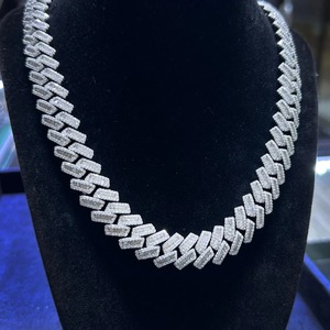 15mm redondo y Baguette VVS Moissanite diamante 925 plata esterlina Iced Out Hip Hop collar de cadena cubana para mí al precio más bajo - Product Image 1