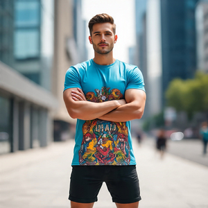 Sublimación personalizada T Shirt Shorts Set Hombres 100% Algodón Poliéster Impreso Shorts Traje Hombres - Product Image 2