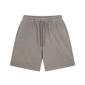 Shorts en molleton français délavé, impression personnalisée, broderie en coton, shorts pour hommes, pantalons de survêtement délavés, vente en gros - Product Image 6