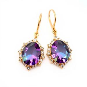 Women's 925 <b>Sterling</b> <b>Silver</b> Dangle Earrings Pave Zircon Purple Irregular Drop Design Fashionable Accessory - Product Image 4