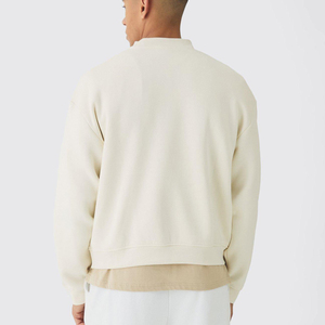 Fabricant de vêtements OEM, vente en gros de sweat-shirts, mélanges de coton lourd, sweat-shirts à col rond, sweat-shirts pour hommes, beige crème - Product Image 5