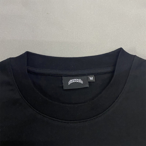 เสื้อยืดวินเทจโอเวอร์ไซส์สำหรับผู้ชายเสื้อยืดผ้าฝ้าย100% ทรงหลวมสีดำพิมพ์ลายแบบกำหนดเองเสื้อยืดแขนสั้นสำหรับผู้ชาย - Product Image 4