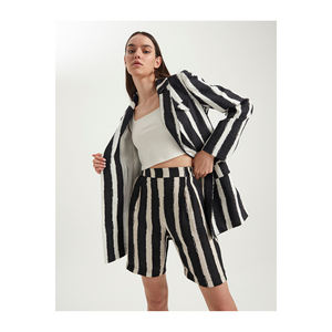 VIKON Women's <b>Wide</b> <b>Leg</b> <b>Shorts</b> with Desenli Zigzag Design Double Pocket 85% Viscose & 15% Polyamide - Product Image 6