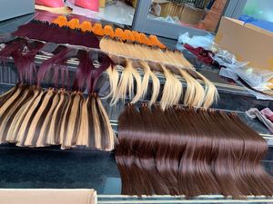 Prix de gros simple soie trame plate mélange piano couleur cuticule aligné cheveux double dessiné perruque de cheveux humains - Product Image 3