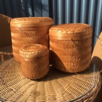 Set Van 3 Bamboe Opslag Bamboos 100% Met Handvatten Handgemaakte Geweven Van Fabrikant Voor Home Decoratie