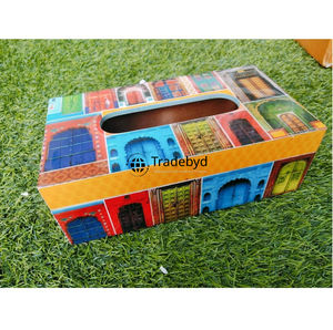 Caja y Soporte para Pañuelos de Lujo, Diseño Ecológico, Cuadrada, de Madera, con Esmalte Impreso, Hecha a Mano por Tradebyd - Product Image 4