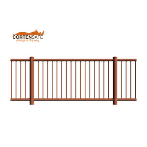 Falcade HO2 Corten Clôture en acier pour jardins et parcs Interaxis 2000 mm de hauteur 1100 mm Plaque de base soudée Th. 8 mm Diamètre 200 mm - Product Image 1