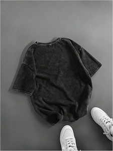 Summer Hot Vintage Style 100% Cotton Acid Washed T-Shirt 230gsm Oversized O-Neck Stand Collar Customise Color Screen Print - Product Image 2