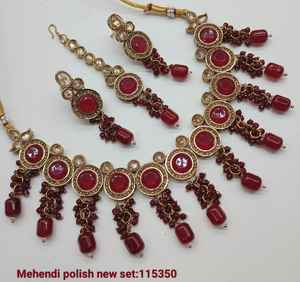 INDIAN TRADITIONAL <b>and</b> FASHIONABLE COPPER JEWELLERY BRIDAL WEDDING JEWELLERY <b>SET</b> for WOMEN <b>EARRINGS</b> <b>and</b> <b>NECKLACE</b> <b>SET</b> - Product Image 3