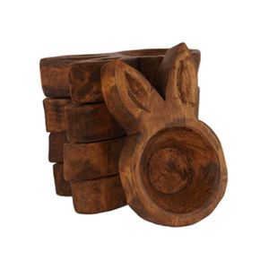 Tazón de vela de masa de madera de acacia natural de rango superior con forma de conejo para regalo de Pascua y accesorios de decoración del hogar de Vietnam - Product Image 1