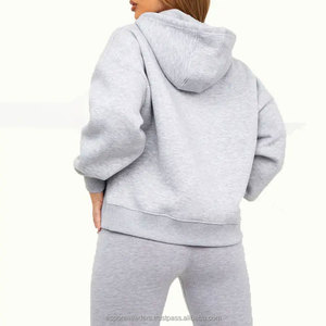 2022 estilo caliente personalizado de gran tamaño Slouchy Fit invierno de talla grande polar transpirable bolsillo frontal pulóver Sudadera con capucha para mujer - Product Image 4