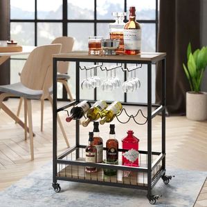 Traditional rectangular steel wine rack bar cart hotel <b>serving</b> <b>trolley</b> food wine & glasses holders bar carts for home catering - Product Image 5