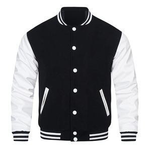Veste collégiale classique avec col côtelé rayé et poignets Manteau Letterman en laine et cuir de qualité supérieure pour hommes et femmes - Product Image 1