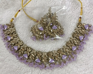 Classic <b>Indian</b> AD Fashion Jewelry <b>Set</b> for Women Brass Necklace Earrings Combo for Weddings and Cultural Events - Product Image 4